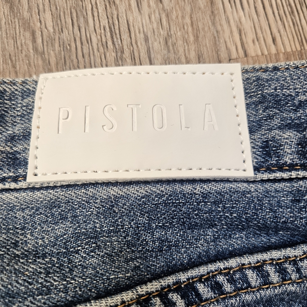 Pistola Jeans Womens 26 Light Wash Straight Leg High Rise Button anthropologie - Picture 10 of 11